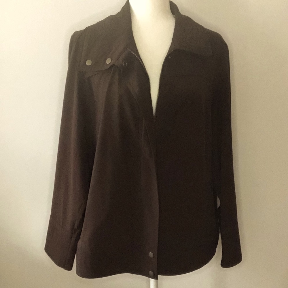 Chicos chocolate brown Zenergy zip up jacket size 16 XL